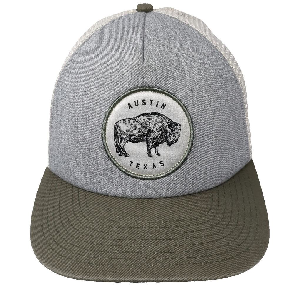 Tyler's Trucker Hat Gray Brown One Size Austin Texas Bison Patch Snapback hat